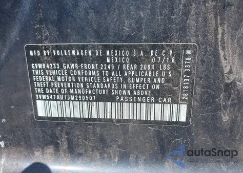 2018 Volkswagen Golf Gti 2.0T Autobahn/2.0T S/2.0T Se z USA, uszkodzony, nr VIN 3VW547AU1JM290507